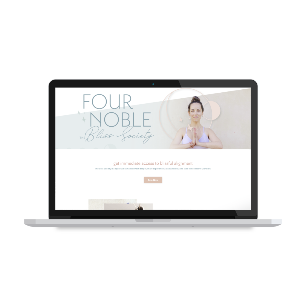 Custom brand and Kajabi Website for Reiki healer, yoga instructor and health coach, Four Noble Holistic Healing